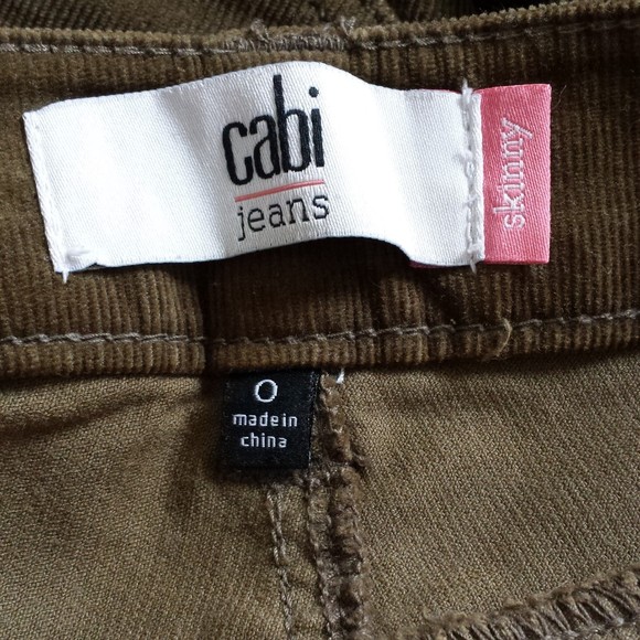 Cabi Coduroy Olive Skinny Low Rise Pants Jeans size 0 - Picture 5 of 7